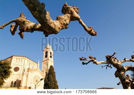 Tremezzo, Italy - 13 April 2015: The churh of Tremezzo on lake Como Italy