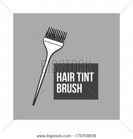 Color mixing plastic hairdresser brush, hairbrush, sketch style vector illustration isolated on grey background. Hairbrush, coloring brush, hairdresser tool for hair bleaching and coloring