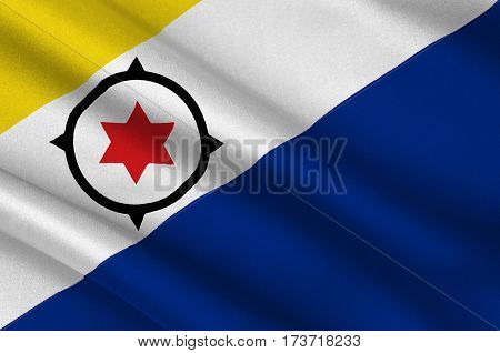 Flag of Bonaire is an island in the Leeward Antilles in the Caribbean Sea. Special municipality of the Netherlands. 3d illustration
