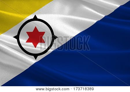 Flag of Bonaire is an island in the Leeward Antilles in the Caribbean Sea. Special municipality of the Netherlands. 3d illustration