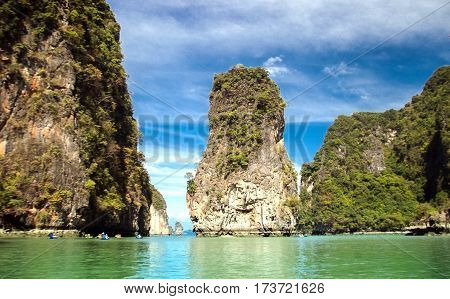 Landscape Nature With Tree Mountain And Ocean For Background