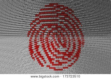 digital fingerprint in the form of binary code, 3D illustration