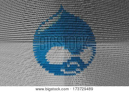 drupal in the form of binary code, 3D illustration