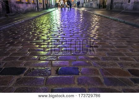 Old, urban way in Old town, Poland