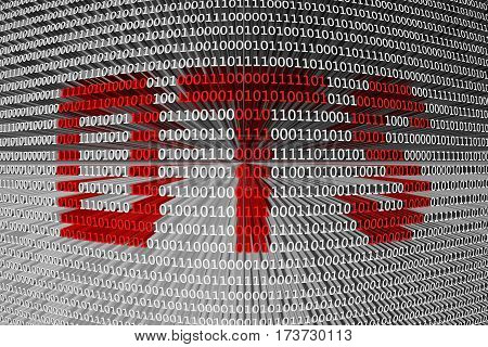 dts is presented in the form of binary code 3d illustration