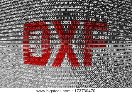 dxf as a binary code 3D illustration
