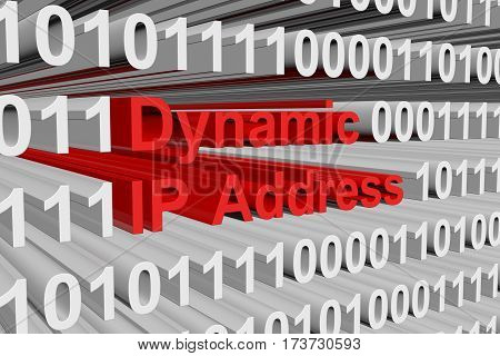 dynamic ip address as a binary code 3D illustration