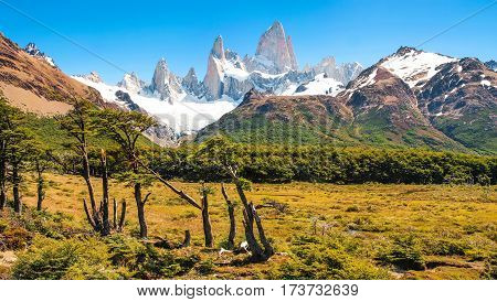 Beautiful Landscape With Mt Fitz Roy In Los Glaciares National Park, Patagonia, Argentina, South Ame