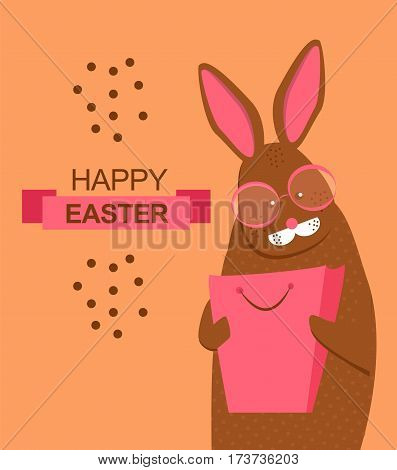 easter rabbit with shopping bag . Fashion, glamor