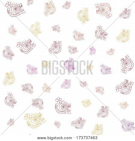 seamless floral pattern with handdrawn elements on white background. vector illustration.