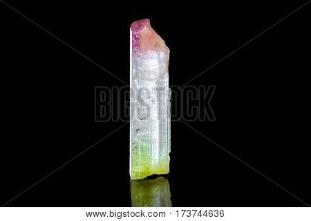 Watermelon Tourmaline, Mineral Stone, Black Background, Healing Stone