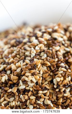 Closeup Macro Baked Sesame Blurred Background