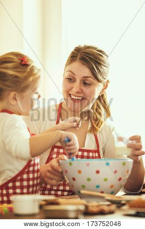 Spending Quality Family Time. Baking Cakes.