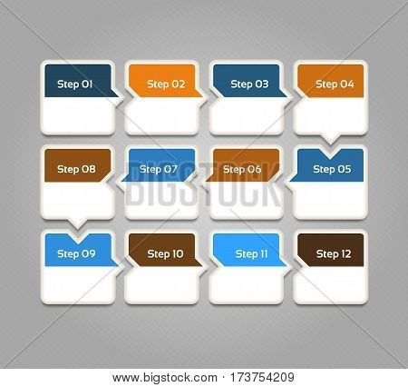 Vector progress background. Template for diagram graph presentation and chart. Business concept with 12 options parts steps or processes. Abstract background. eps 10
