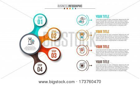 Business data visualization. Abstract flat elements of diagram with 4 steps, options, parts or processes. Vector business template for presentation. Creative concept for infographic. Process chart.