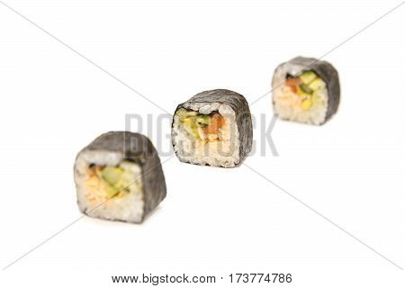 Japanese california roll on a white background isolated