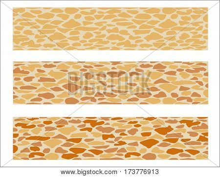 Set of paving slab for landscape designing. Different options of sidewalk tiles.  Vector illustration. Horizontal  location. Landscaping design.