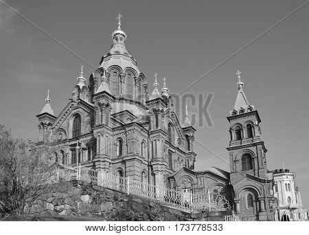 HELSINKI FINLAND SEPTEMBER 26 2105: Uspenski Cathedral is an Eastern Orthodox cathedral in Helsinki, Finland, dedicated to the Dormition of the Theotokos (the Virgin Mary).