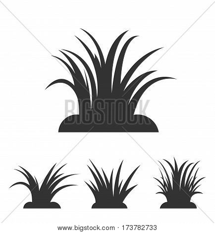 Vector Set of Green Grass Elements, gardening elements vector stock.