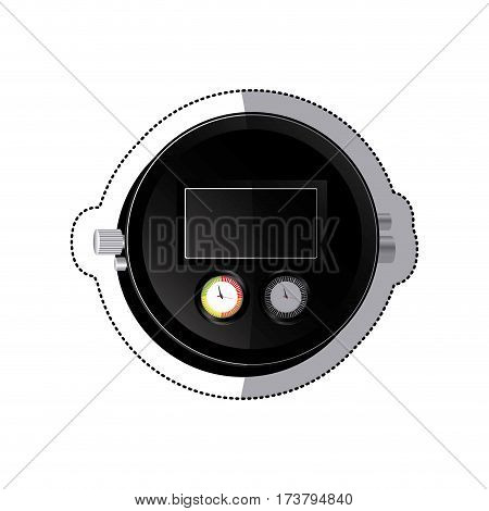 sticker black screen digital chronometer vector illustration