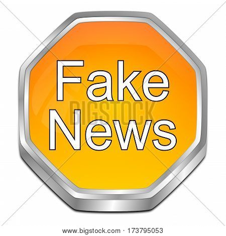 orange Fake News button - 3D illustration