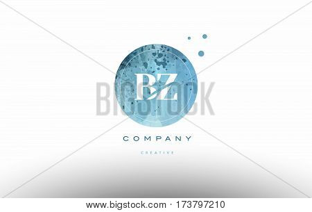 Bz B Z  Watercolor Grunge Vintage Alphabet Letter Logo