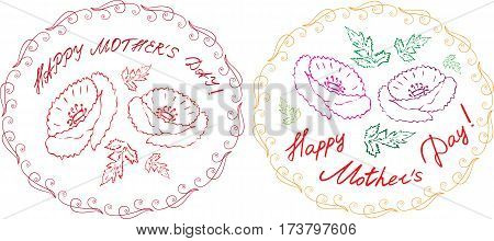 Happy mother's day cards set with handdrawn floral elements and handlettering. vector illustration.