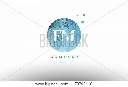 Fm F M  Watercolor Grunge Vintage Alphabet Letter Logo