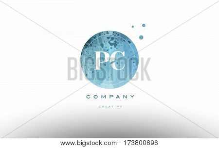 Pc P C  Watercolor Grunge Vintage Alphabet Letter Logo