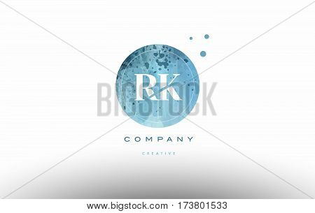 Rk R K  Watercolor Grunge Vintage Alphabet Letter Logo
