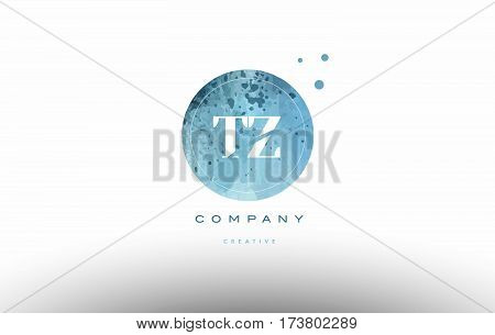 Tz T Z  Watercolor Grunge Vintage Alphabet Letter Logo