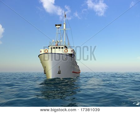 Yacht på öppet hav