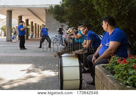PANCEVO SERBIA - AUGUST 1 2015:Roma music band rehearsing before a wedding performance