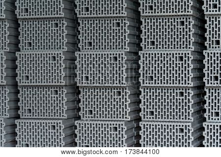 Close view on the stack of airbricks