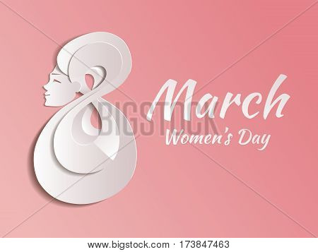March 8th Holiday greeting card. Stylized as paper and designed in pastel gentle tones. Vector illustration which can be used in any size.