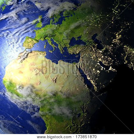 Emea Region On Realistic Model Of Earth