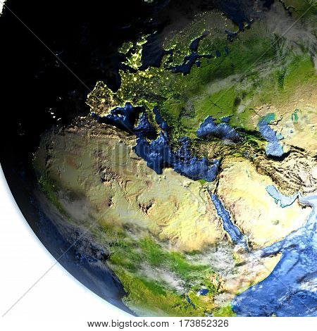 Emea Region On Earth - Visible Ocean Floor