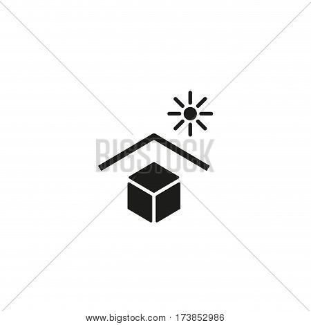 Keep away from direct sunlight symbol isolated on white background vector illustration. Solar protection cargo sign. International standard black packaging pictogram