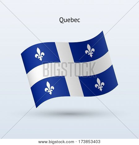 Canadian province of Quebec flag waving form on gray background. Vector illustration.