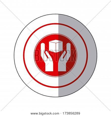 color cube in the hands emblem icon, vector illustraction design
