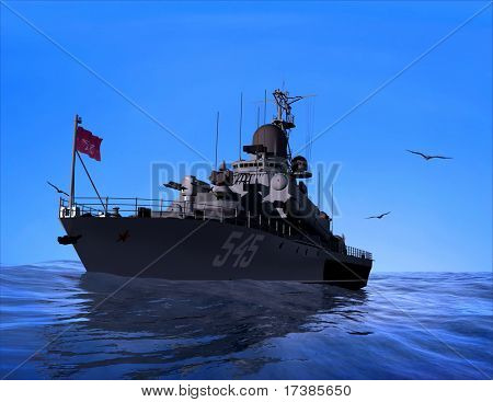 La nave militare in mare