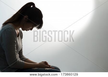 The depression woman sit on the chair