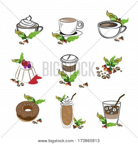 coffee icon set , coffee menu set