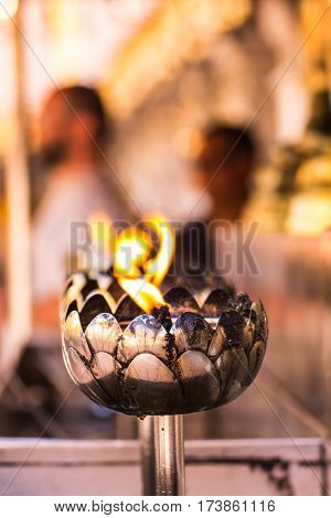 Candle in Wat Phar That Doi Suthepb, Thai temple in Chiangmai Thailand