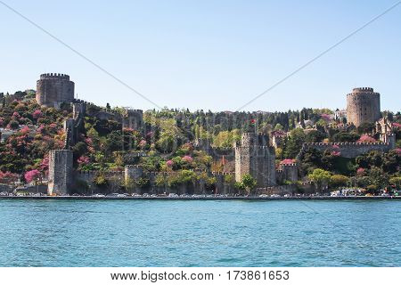 View of the Rumelihisari castle sailing Bosporus