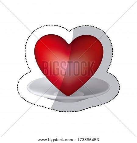 red heart inside the plate icon, vector illustraction design
