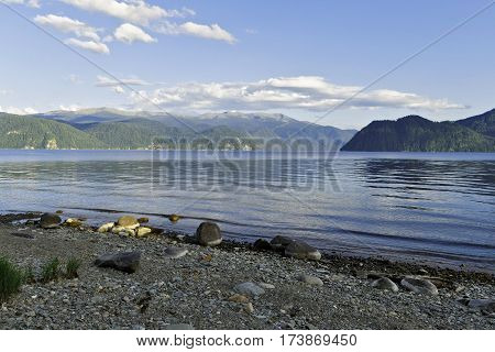 Russia,Siberia .Teletskoe lake views over Cape Couvent