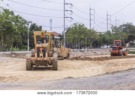 Tractor with Steamroller road roller leveling , asia