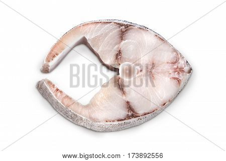 Fresh cobia steak on a white background