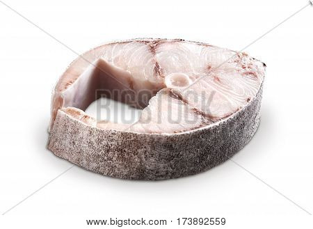 Fresh cobia steak on a white background